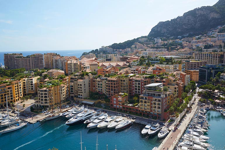 Monte Carlo Harbor view in sunshine