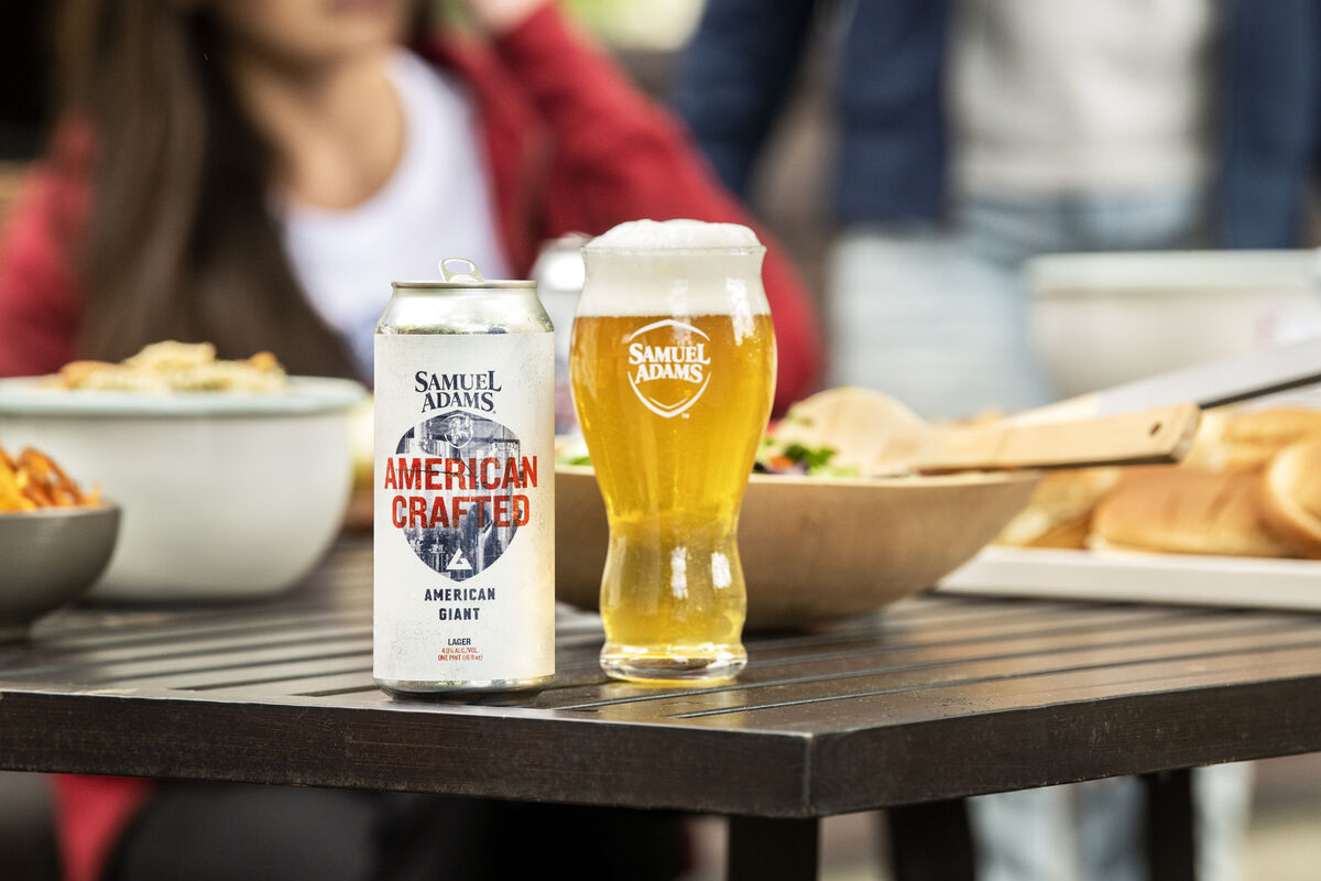 samuel adams american crafted on table